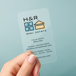 Real estate agency company logo design custom clear business cards
