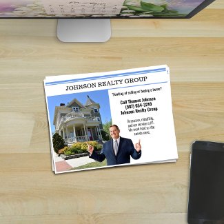 Real Estate Agency Direct Mail Modern Blue Stripe