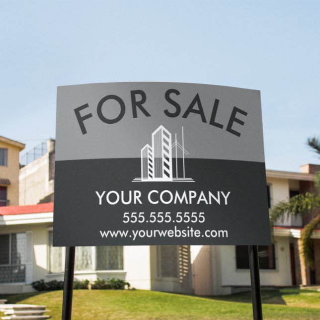 Real Estate Agency For Sale Business Logo Lawn Sign (elegant minimalist rela estate for sale lawn sign)