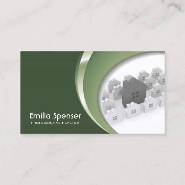 Real Estate Agency Green Business Card (Front)