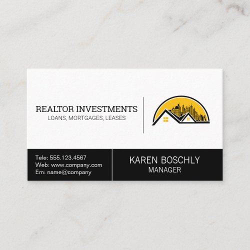 Real Estate Agency  Rooftop and Cityscape Business Card