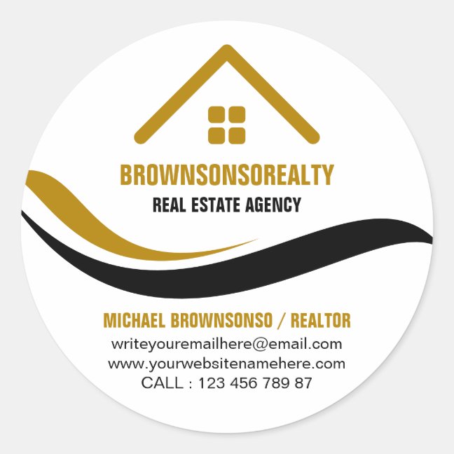 Real estate agency simple logo minimalist classic round sticker