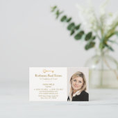Real Estate Agent  Add Photo Key Logo Business Business Card (Standing Front)