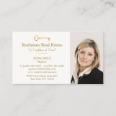 Real Estate Agent  Add Photo Key Logo Business Business Card (Front)