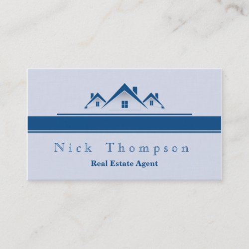 Real Estate Agent Architect Blue Elegant Light Business Card