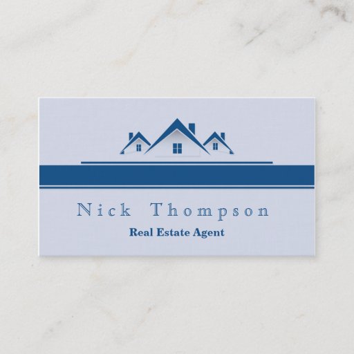 Customizable Real Estate Agent Architect Blue Elegant Light Business Card