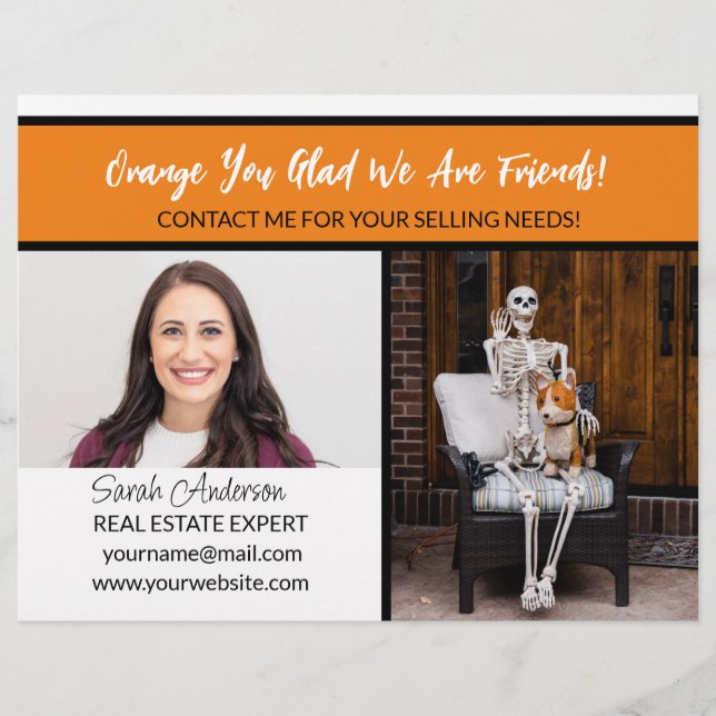 Real Estate Agent autumn halloween orange you glad Flyer (Front)