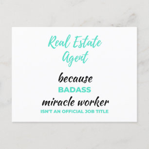 Real Estate Agent Because Badass Miracle Worker 2 Holiday Postcard