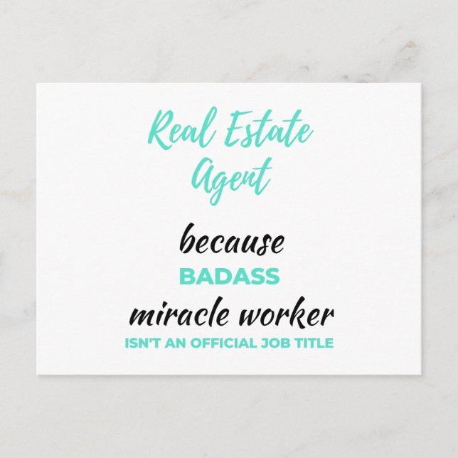 Real Estate Agent Because Badass Miracle Worker 2 Holiday Postcard (Front)
