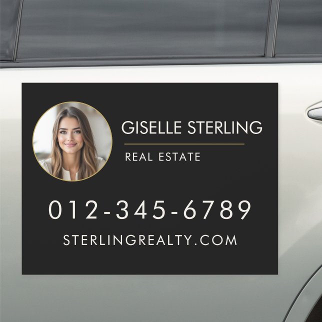 Real Estate Agent Black Gold Photo  Car Magnet (Creator Uploaded)