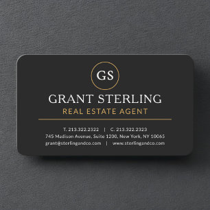 Real Estate Agent Black Gold Professional Business Card