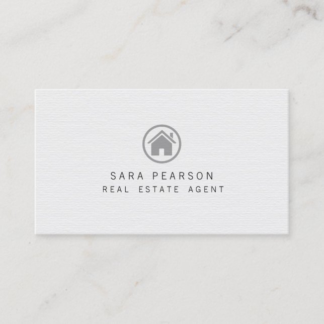 Real Estate Agent Black House Icon Investment Business Card (Front)