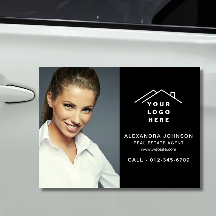 Real Estate Agent Black Logo Photo Car Magnet