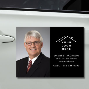 Real Estate Agent Black Logo Photo Car Magnet