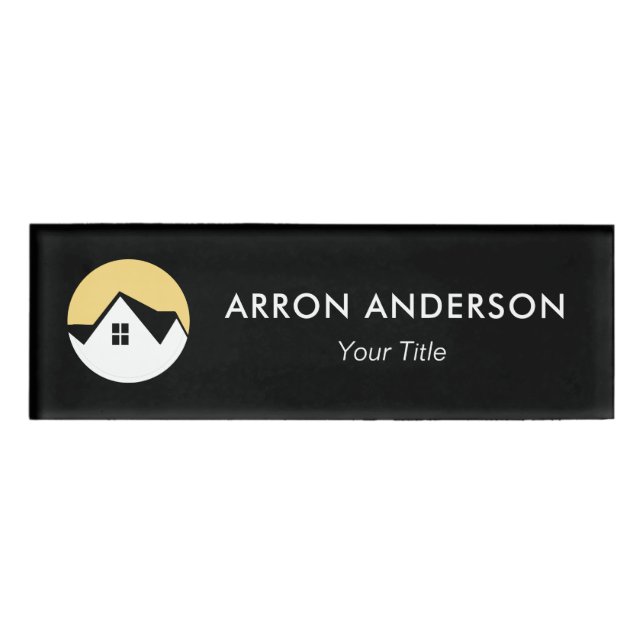 Real Estate Agent Black Name Tag (Front)