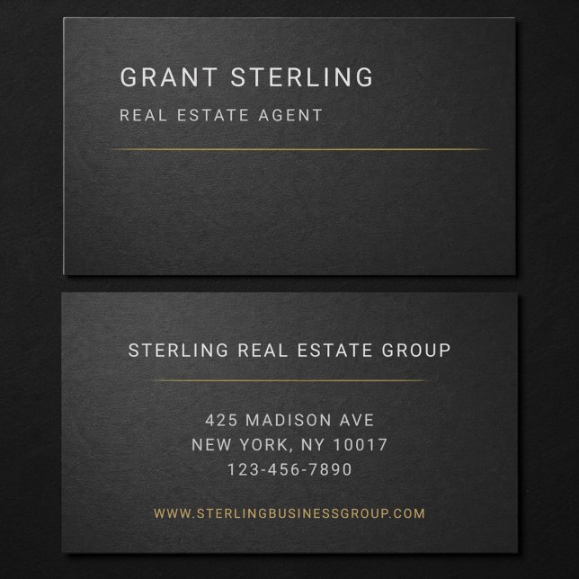Real Estate Agent Black Professional  Business Card (Creator Uploaded)