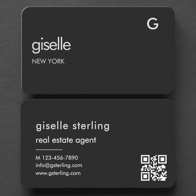 Real Estate Agent Black QR Code Business Card (Creator Uploaded)