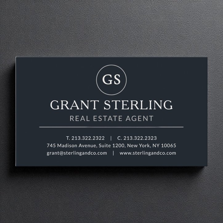 Real Estate Agent Black Silver Luxury Business Card