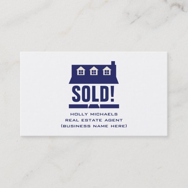Real Estate Agent - Blue Cape Style House Business Card (Front)