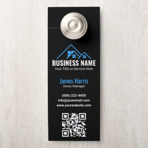 Real Estate Agent Blue House Logo Door Hanger