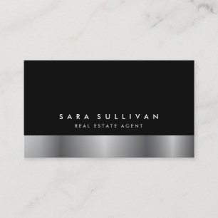 Real Estate Agent Bold Dark Chrome Business Card