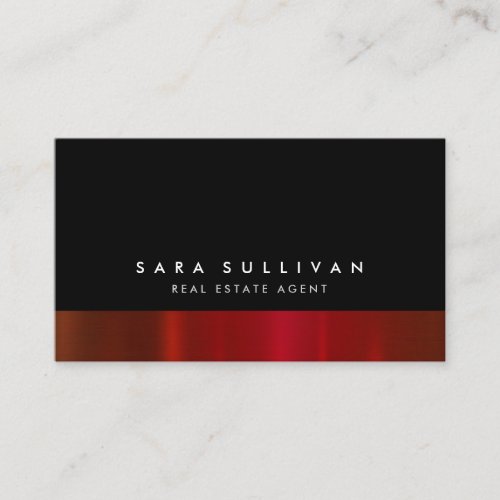 Real Estate Agent Bold Red Metal Business Card