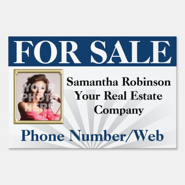 Real Estate Agent Broker Custom Photo Sign (Front)
