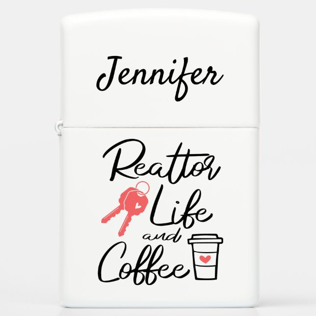 Real Estate Agent Broker Gift Coffee Lover Realtor Zippo Lighter (Front)