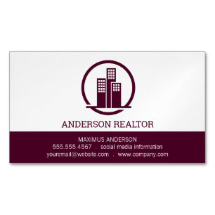 Real Estate Agent   Building Icon Business Card Magnet