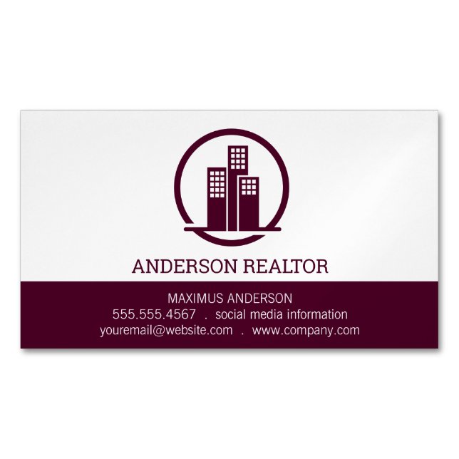Real Estate Agent | Building Icon Business Card Magnet (Front)