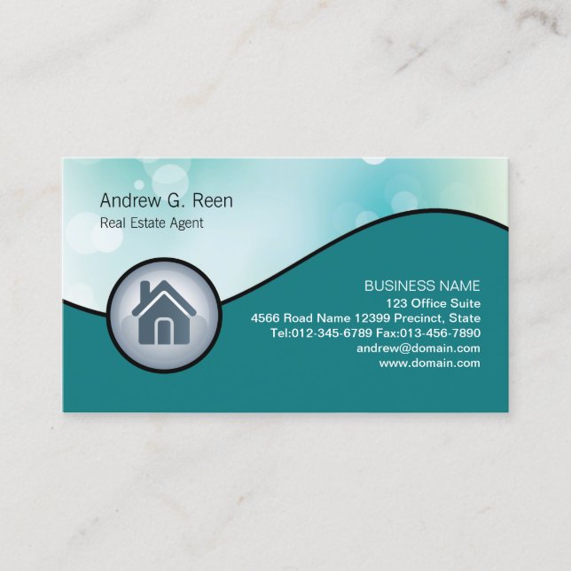 Real Estate Agent Business Card Glossy House Icon (Front)