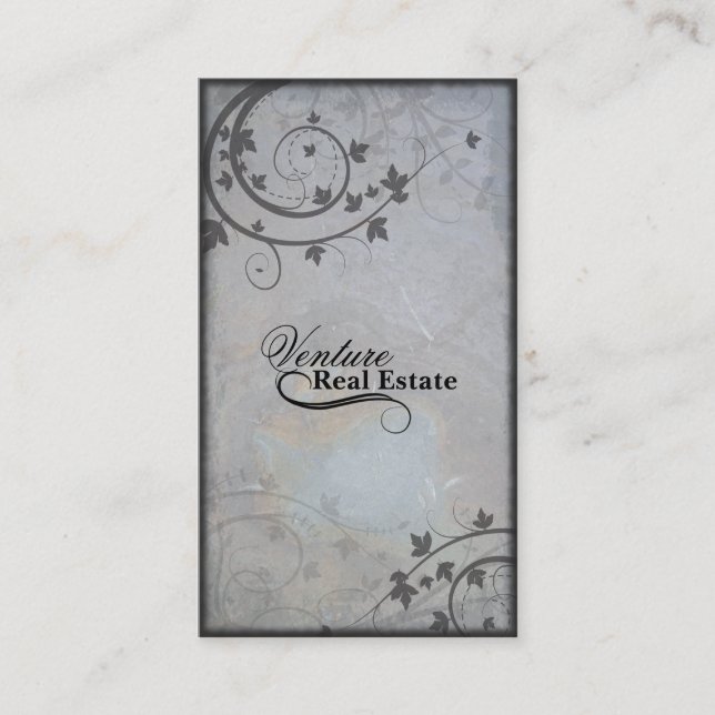 Real Estate Agent Business Card -Gray Blue Black (Front)