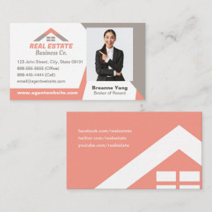 Real Estate Agent Business Card in Coral Pink