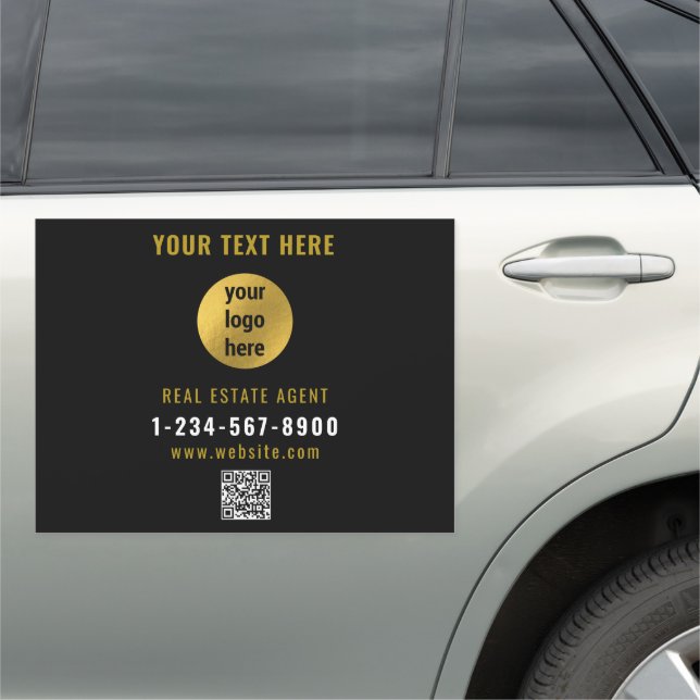 Real Estate Agent Business Logo Branding QR Code Car Magnet (In Situ)