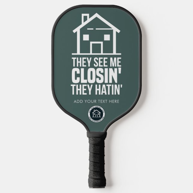 Real Estate Agent Business Logo Personalized Pickleball Paddle (Front)