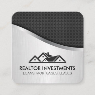 Real Estate Agent Carbon Fiber Metallic Square Business Card