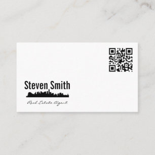 Real Estate Agent City Skyline QR Business Card