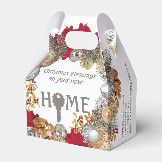Real Estate Agent Closing Gift Christmas Favor Boxes (Front Side)