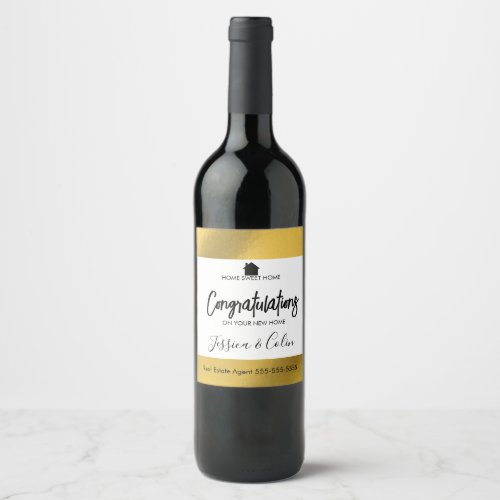 Real estate agent congratulations on your new home wine label