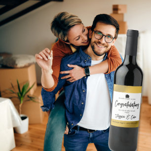 Real estate agent congratulations on your new home wine label
