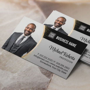 Real Estate Agent Consultant Gold Glitter Photo Business Card