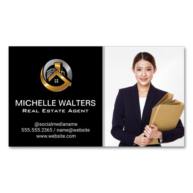 Real Estate Agent | Custom Agent Picture  Business Card Magnet (Front)
