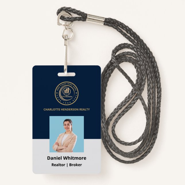 Real Estate Agent | Custom Logo Property Branding Badge (Front with Lanyard)