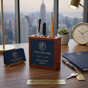 Real Estate Agent Custom Logo Property Branding Desk Organizer