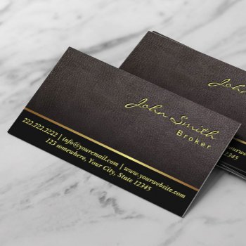 Real Estate Agent Darker Leather Broker  Business Card by cardfactory at Zazzle