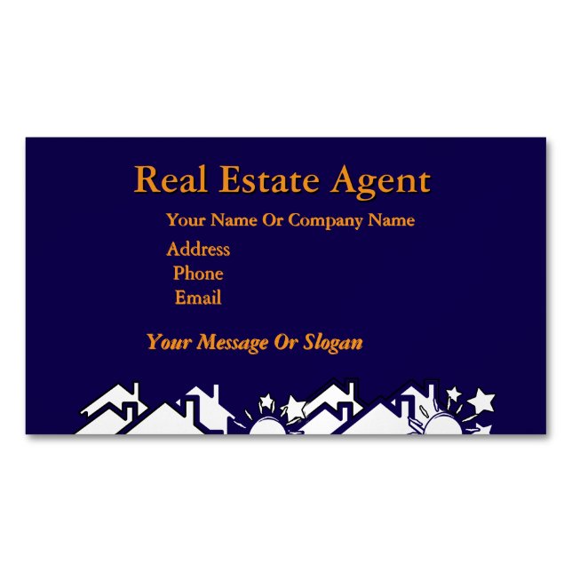Real Estate Agent Dk Blue  Business Card Magnet (Front)