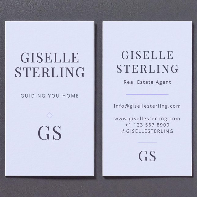 Real Estate Agent Elegant Lilac Purple Monogram  Business Card (Creator Uploaded)