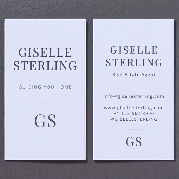 Real Estate Agent Elegant Lilac Purple Monogram Business Card