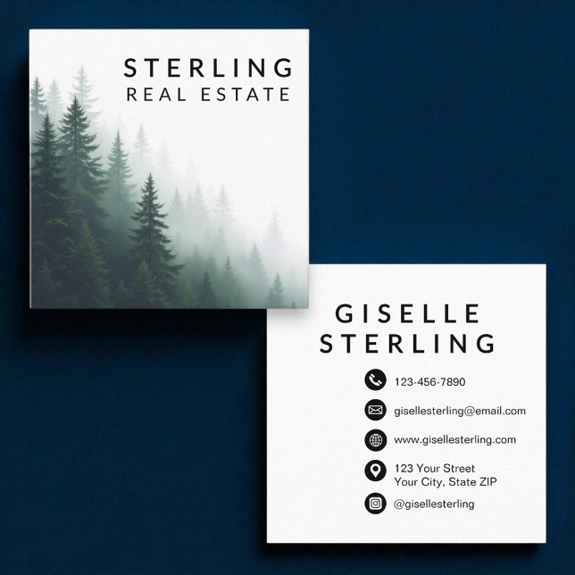 Real Estate Agent Elevated Nature Mountain View  Square Business Card (Creator Uploaded)