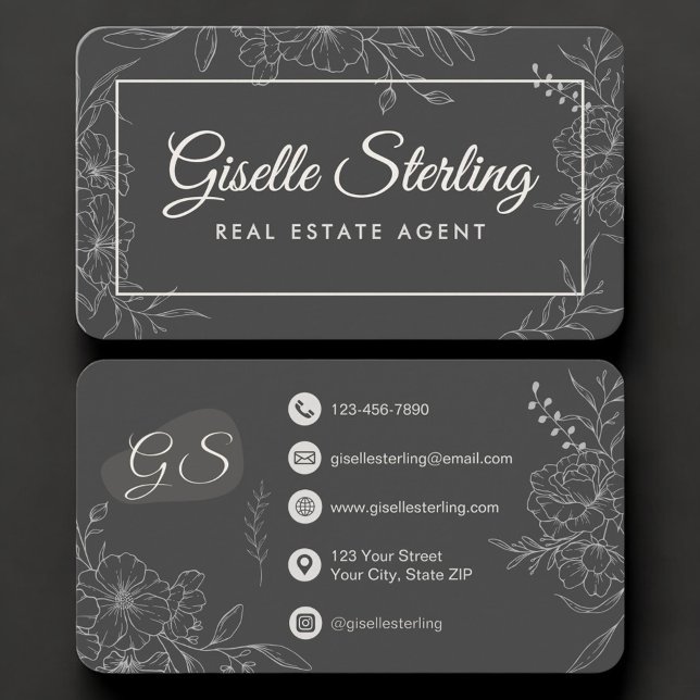 Real Estate Agent Floral Business Card (Creator Uploaded)